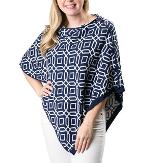 Navy and White Octagon Poncho