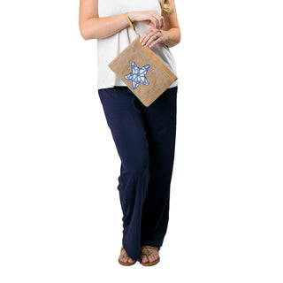 Navy wide-legged palazzo pants with drawstring waist and two side pockets