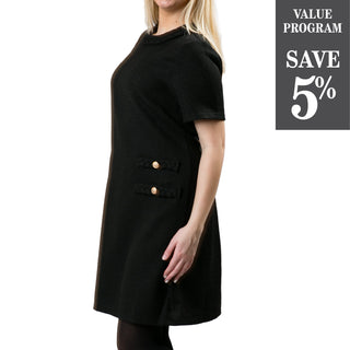 Classic black dress with button detail
