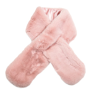Pink  faux fur keyhole scarf 
