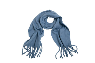 Solid color scarf with fringe in Dusty Blue