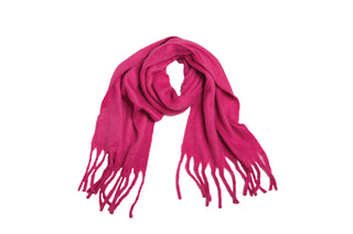 Solid color scarf with fringe in Magenta