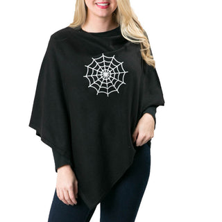 Black poncho with white spider web