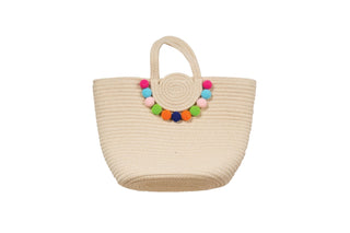 Natural with Multi Color Tote with zipper closure