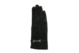 Black Donna Touch Screen Gloves with bit and raised print on print details