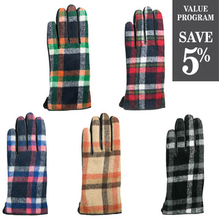 Assortment of Devin Plaid Texting Gloves in 5 colors