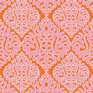 pink and orange damask