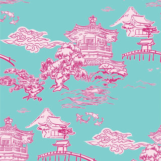 turquoise and pink pagoda swatch