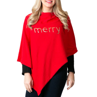 Merry festive red poncho shawl