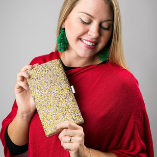 Beaded clutch in gold