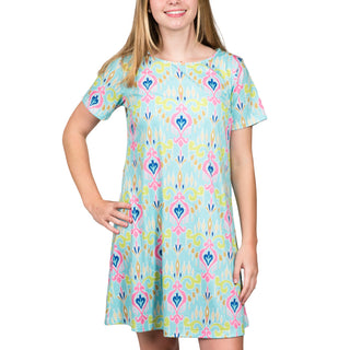 T-shirt Dress with turquoise multicolor 