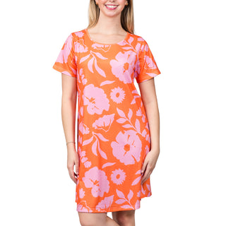 T-shirt Dress with pink and orange floral