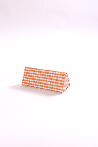 Burnt Orange gingham sunglasses case – fun foldable sunglasses holder