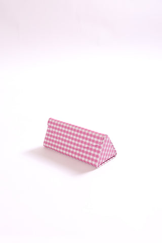 Hot pink gingham sunglasses case – playful spring eyewear holder