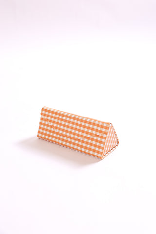 Bright Orange gingham sunglasses case – fun foldable sunglasses holder