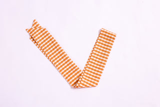 Burnt orange gingham twillie ribbon scarf for hair or bag accessory.