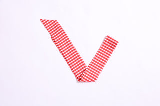 Red gingham twillie ribbon scarf for hair or bag accessory