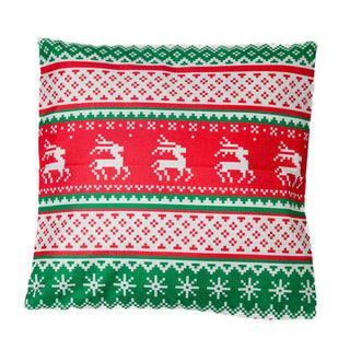 Red  and green reindeer pillow cover