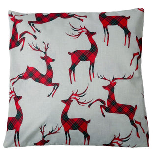 Plaid reindeer pillow cover