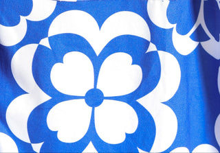Blue Geometric swatch for tote – Spring 2026 tote with bold blue and white geometric & floral pattern