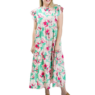 Tiered Dress in Hibiscus