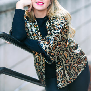 Leopard sequined bolero jacket