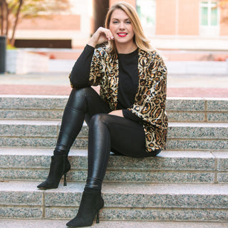 Leopard sequined bolero jacket