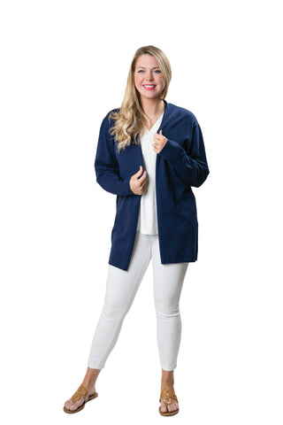 Navy Long Sleeve Cardigan with White Anchor