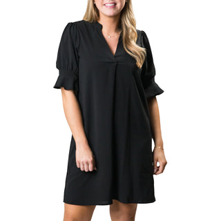 v-neck black dress