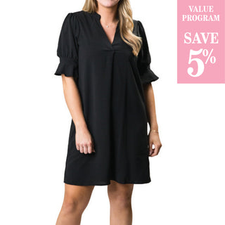 black dress sold in size assortment