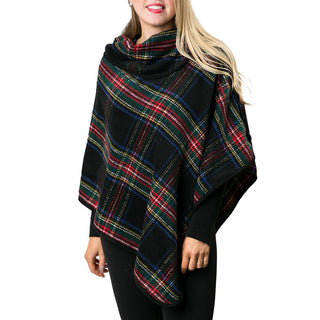 Black Plaid Poncho