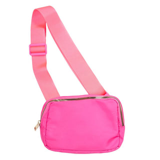 Hot Pink Crossbody Bag with zipper closure