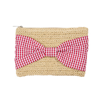 Straw bag with Red Gingham Bow