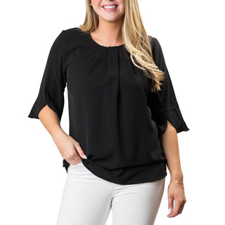 black  blouse with blouson sleeves