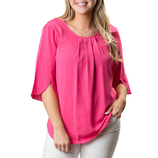Pink blouse with blouson sleeves