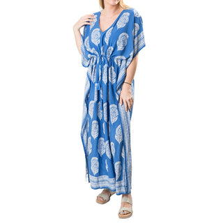 Blue and White Damask Caftan