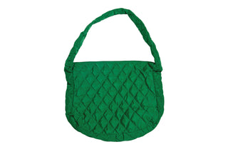 Green quilted tote bag