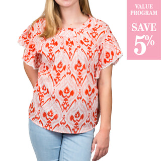 orange abstract top sold in size assortment