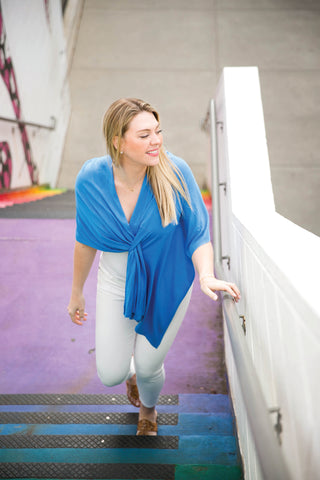 Blue Opal 100% Viscose One Size Keyhole Wrap Shawl