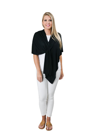 Black 100% Viscose One Size Keyhole Wrap Shawl
