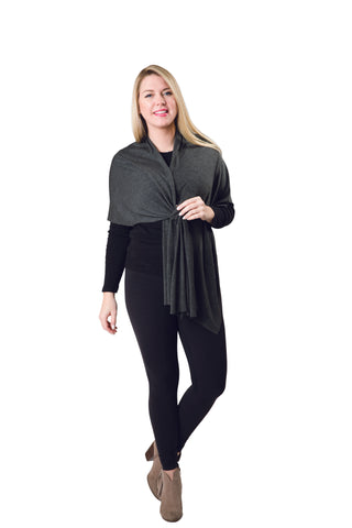Dark Gray 100% Viscose One Size Keyhole Wrap Shawl