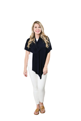 Navy Blue 100% Viscose One Size Keyhole Wrap Shawl
