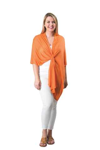 Orange 100% Viscose One Size Keyhole Wrap Shawl