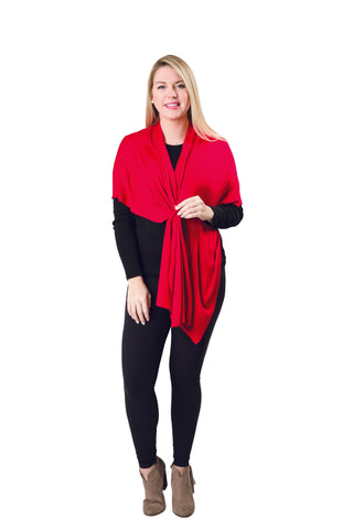 Tomato Red 100% Viscose One Size Keyhole Wrap Shawl