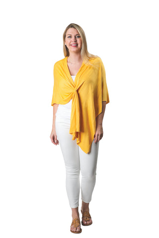 Yellow 100% Viscose One Size Keyhole Wrap Shawl