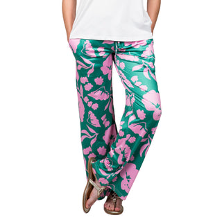 Palazzo pants in pink and green floral 