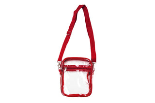 clear crossbody bag with red trim