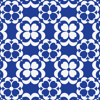 Blue geometric floral swatch