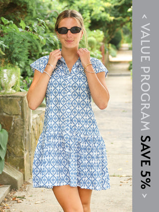 Bonnie Collared Dress Blue Floral Lace Program - Spring 2026