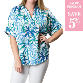 Green and Blue Palm Trees short sleeve shirt